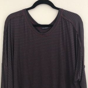 Navy & Wine Striped Long Sleeve Top